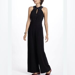 Elevenses by Anthropologie Black Halter pantsuit